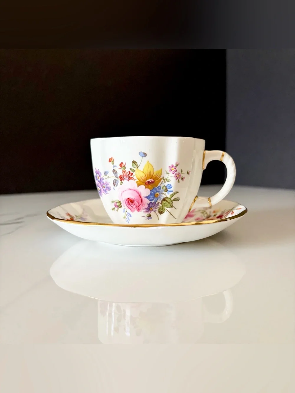 Derby Posies Cup & Saucer by Royal Crown Derby